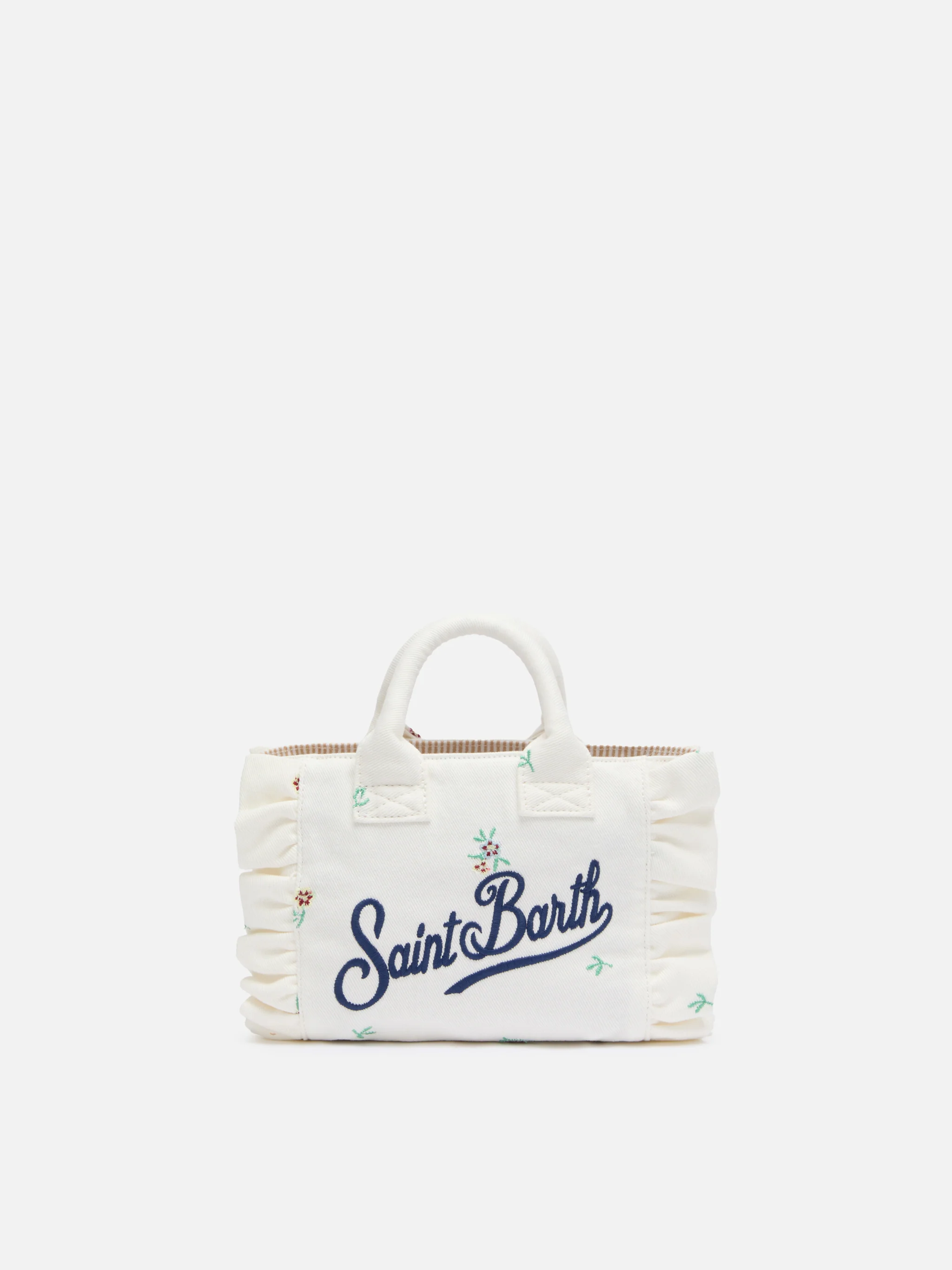 Borsa Mini Vanity Volant in Sangallo con ricamo floreale