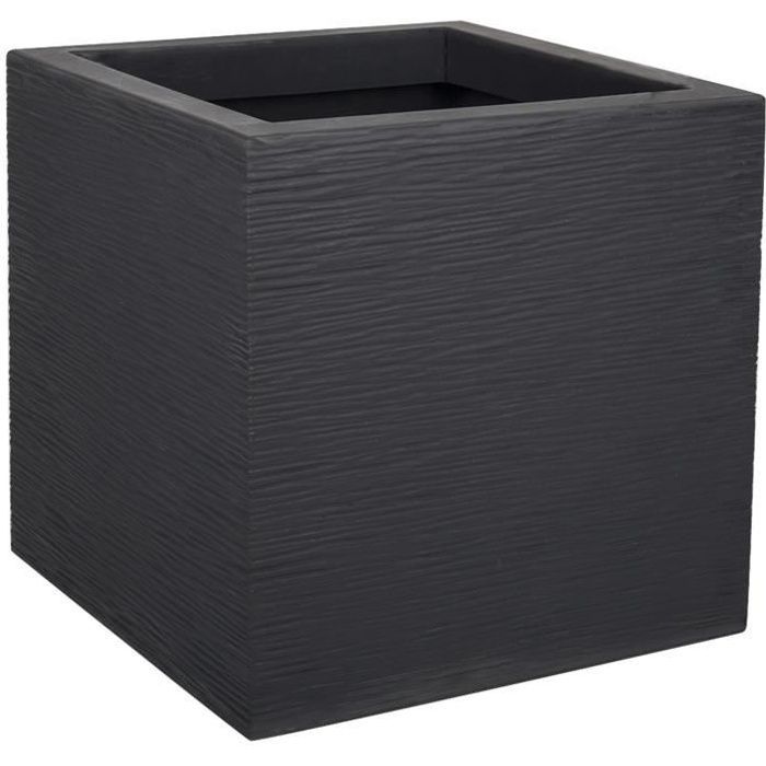 Vierkante bloempot 30 cm - EDA - Graphit Up - 21 L - Binnen/buiten - 29,5 x 29,5 x H 29,5 cm - Antracietgrijs