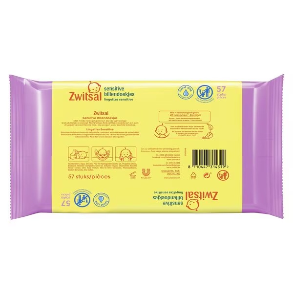 Zwitsal Sensitive bērnu mitrās salvetes<br>24 x 57 gabali