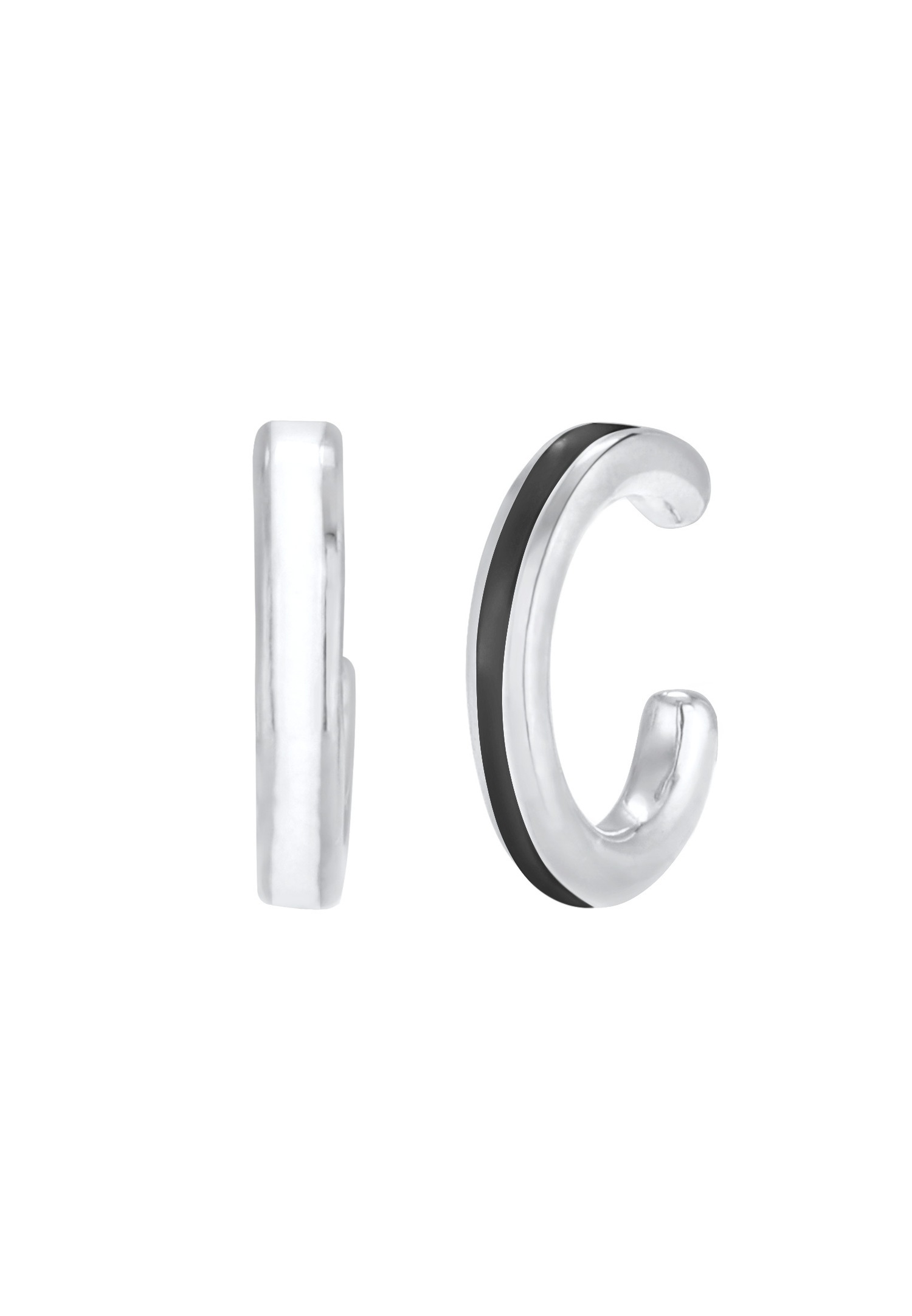 Elli Ensemble de boucles d'oreilles pour femmes - Noir minimal de base avec émail en argent sterling 925