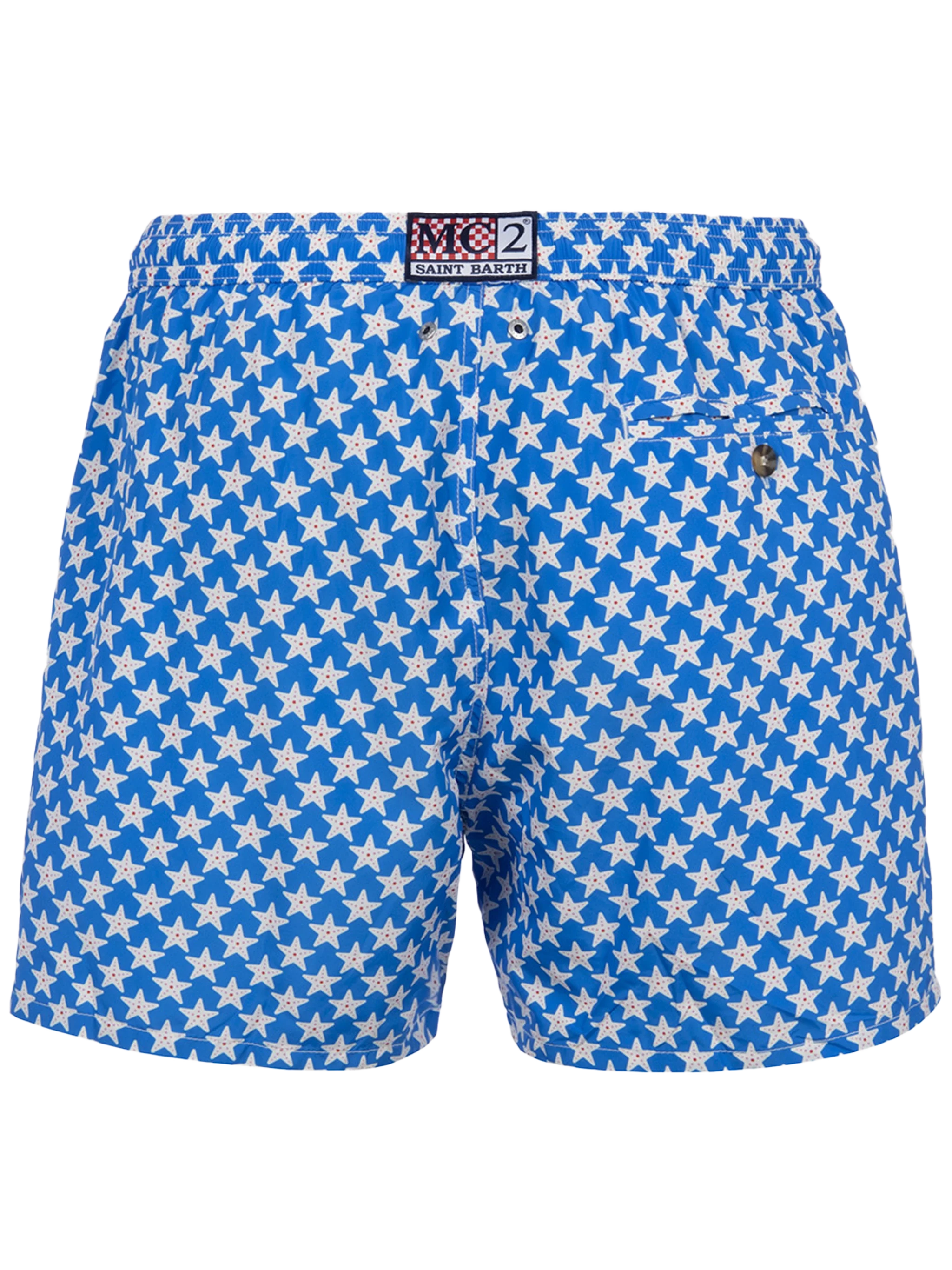 Man Lighting 70 Mid-Length Swim Shorts | Seastar Print | Lightweight & Quick Drying | Elastic Waistband with Adjustable Drawcord | MC2 Saint Barth