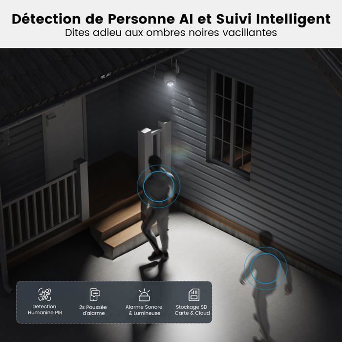 Cámara de vigilancia WiFi para exteriores ieGeek de 5 MP, cámara IP de 360°, visión nocturna a color, detección de personas, audio bidireccional.