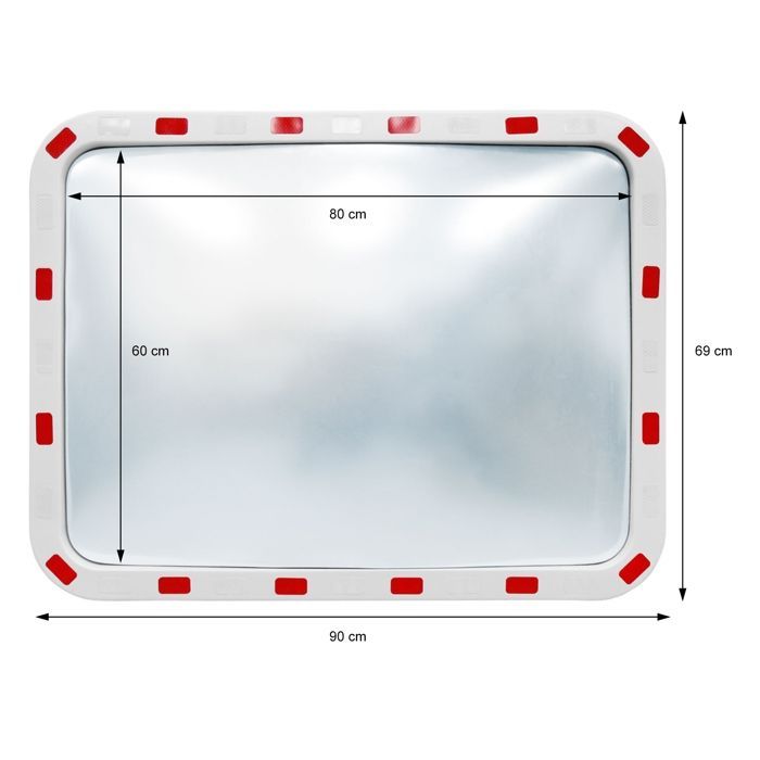 Specchio stradale convesso ECD Germany - 60 x 80 cm - Plastica ABS - Specchio stradale - con catarifrangenti - Staffa inclusa