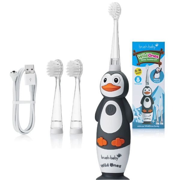 Brush Baby WildOnes – Pinguin-Zahnbürste & Apfelminz-Zahnpasta