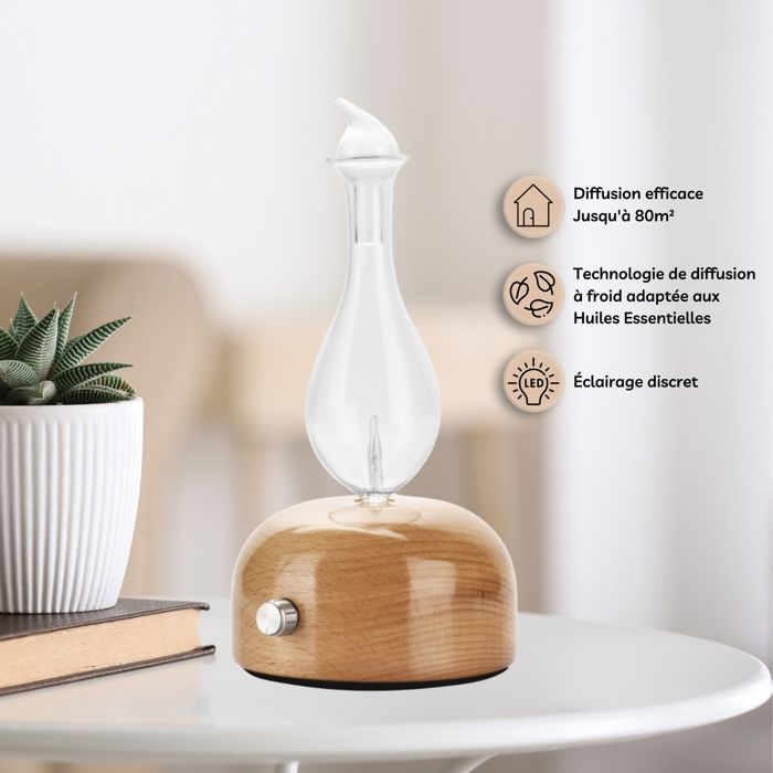 Zen'Arôme Diffuseur d'Huile Essentielle par Nébulisation Aurora - Diffuse à Froid - Idéal pour l'Aromathérapie - Puissance