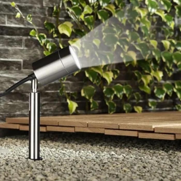 Foco de exterior con estaca SILAMP de acero inoxidable IP44 para bombilla GU10