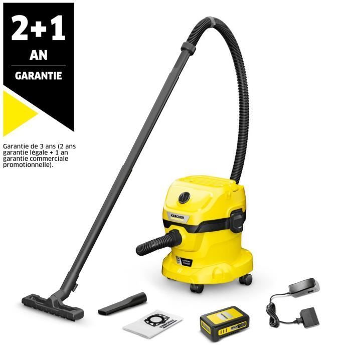 Aspiradora inalámbrica para sólidos y líquidos KARCHER WD 2-18 V-12/18 (con batería extraíble de 18 V / 2,5 Ah y cargador)