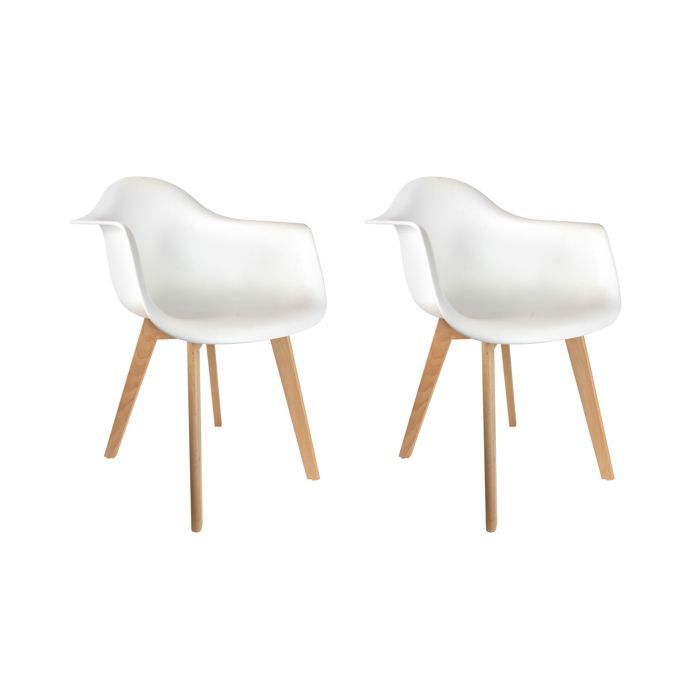 Lot De 2 Chaises Fauteuils De Table - Home Deco Factory - Design Tendance - Blanc