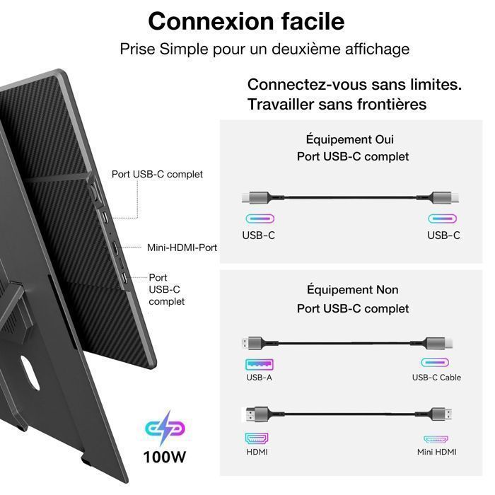 Blackview Table 9 16-inch Portable Monitor 1920*1200 FHD Eye Comfort IPS Screen for PC - Black