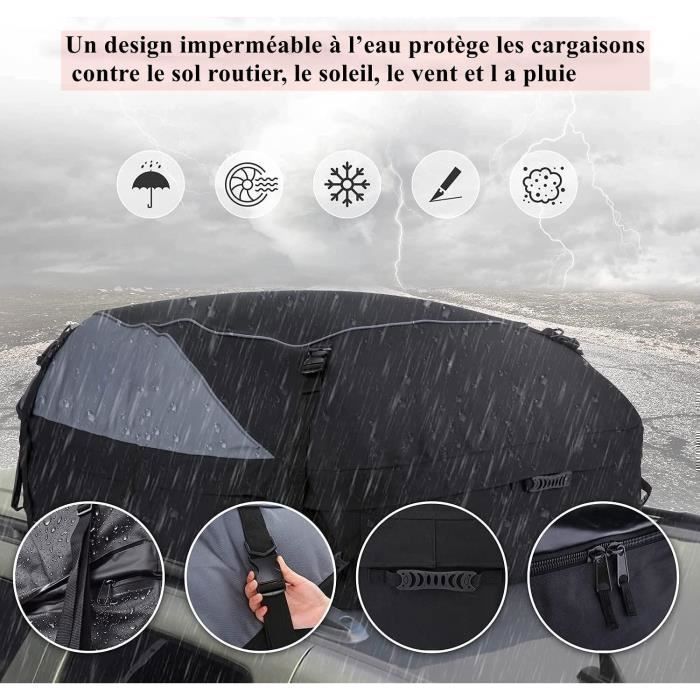 Coffre de Toit Pliable - TOOLUCK -450 L -Sac De Toit Imperméable, Sac de Toit Voiture Sans Barre, 900D Tissu d'Oxford -6 Sangles