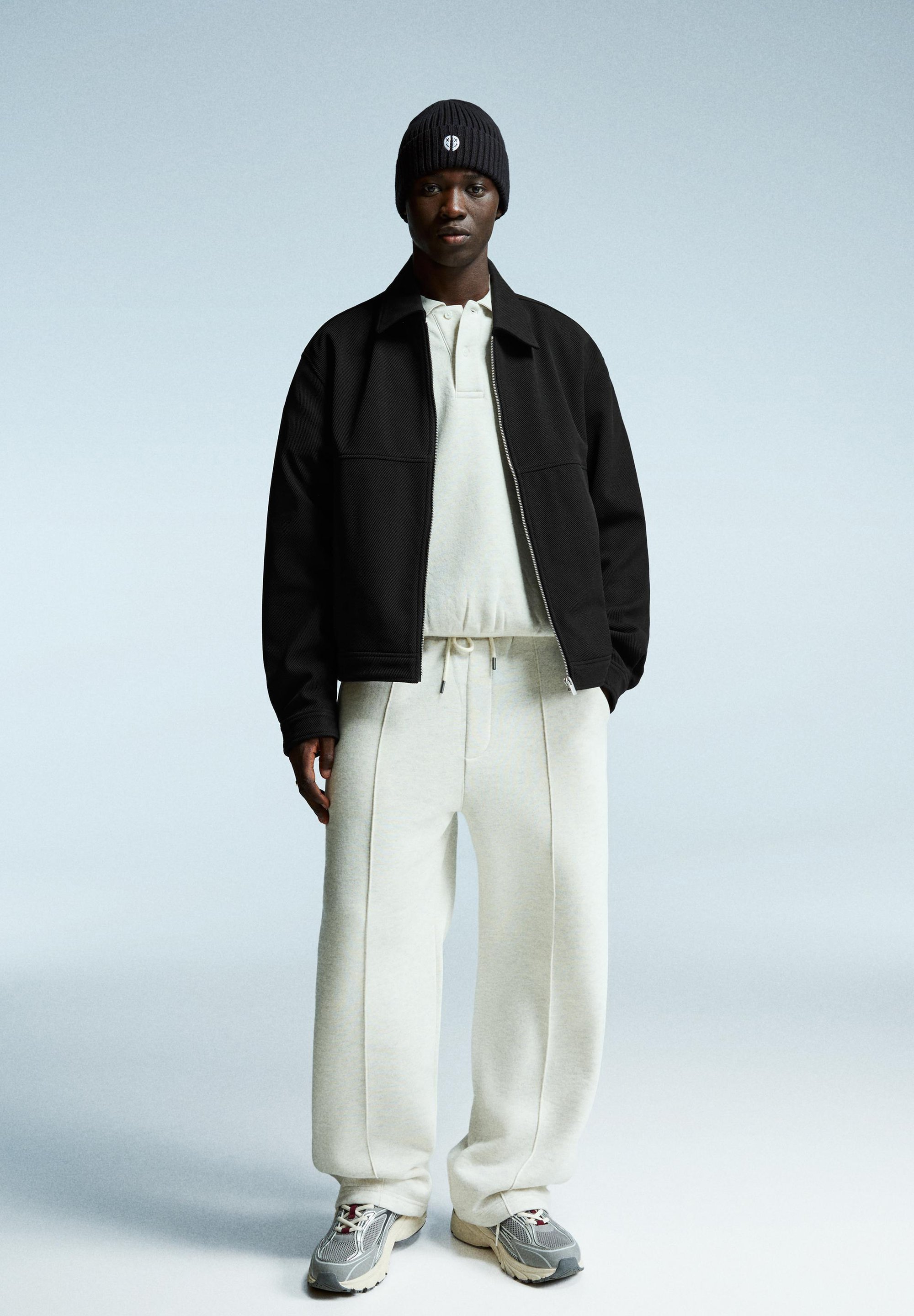 Bershka TEXTURED - Giacca leggera - nera