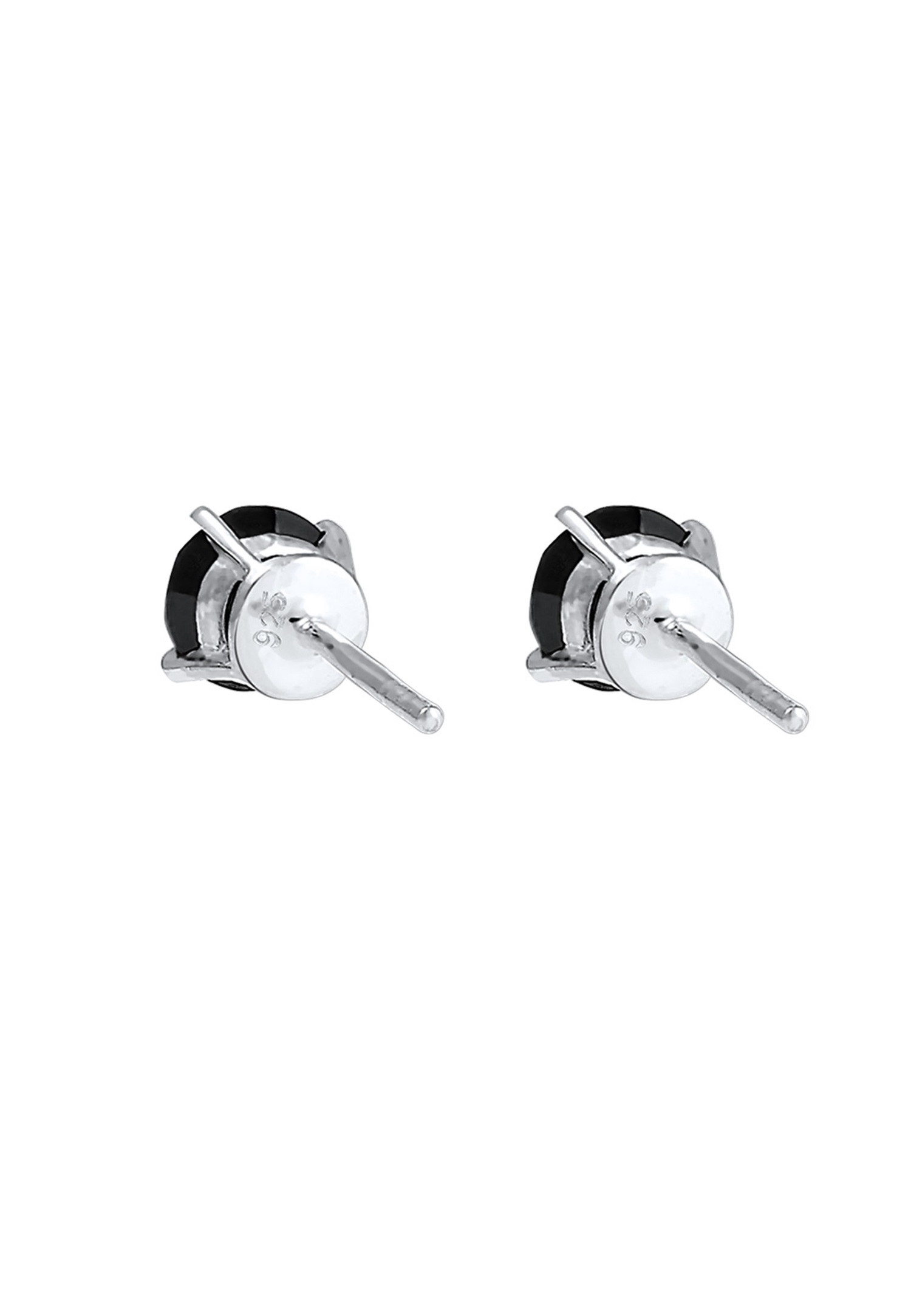 KUZZOI Géo Minimal Cristaux Noir Boucles d'Oreilles Hommes (925/1000) Argent