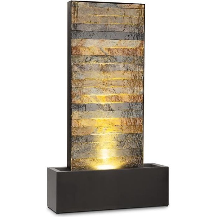 Fontaine de jardin - Blumfeldt Raincastle - éclairage LED - Pompe 8W - Pour intérieur et extérieur - Marron