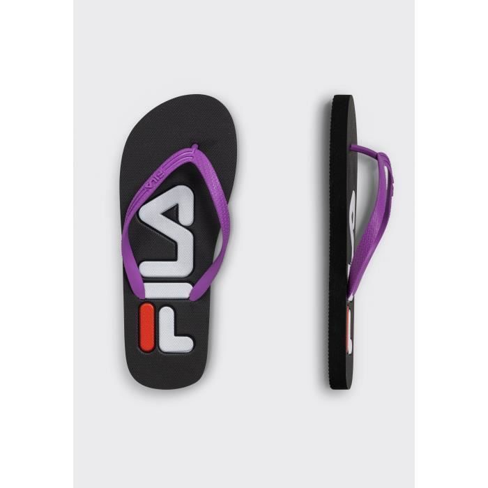Women's Flip-Flops - Fila Troy - Black/Chive Blossom - Easy to Wear - Fila Logo - Size 41