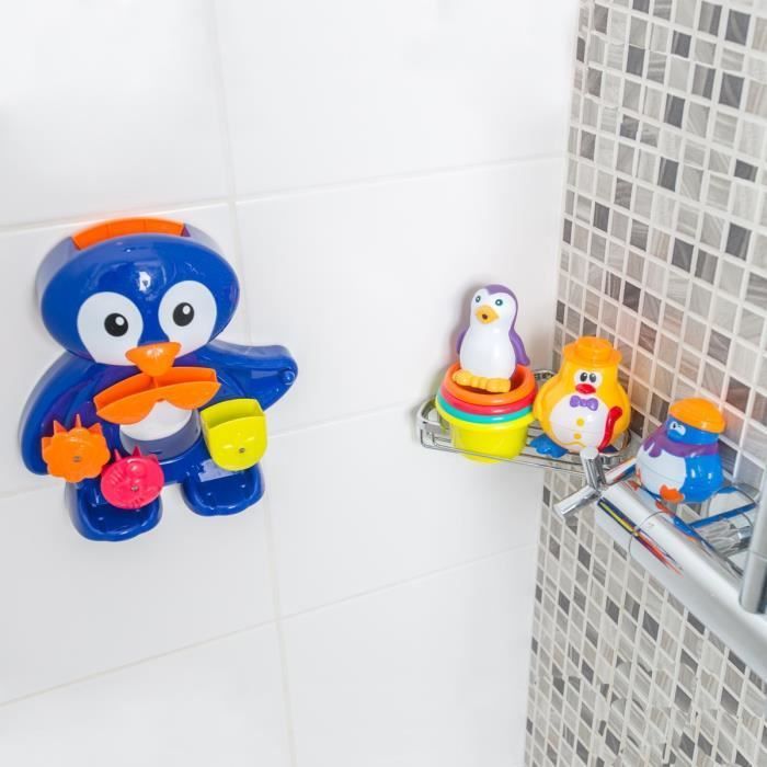Set da bagno Pinguino - LUDI - Giocattolo da bagno con ventose e accessori sensoriali - Unisex - Dai 12 mesi