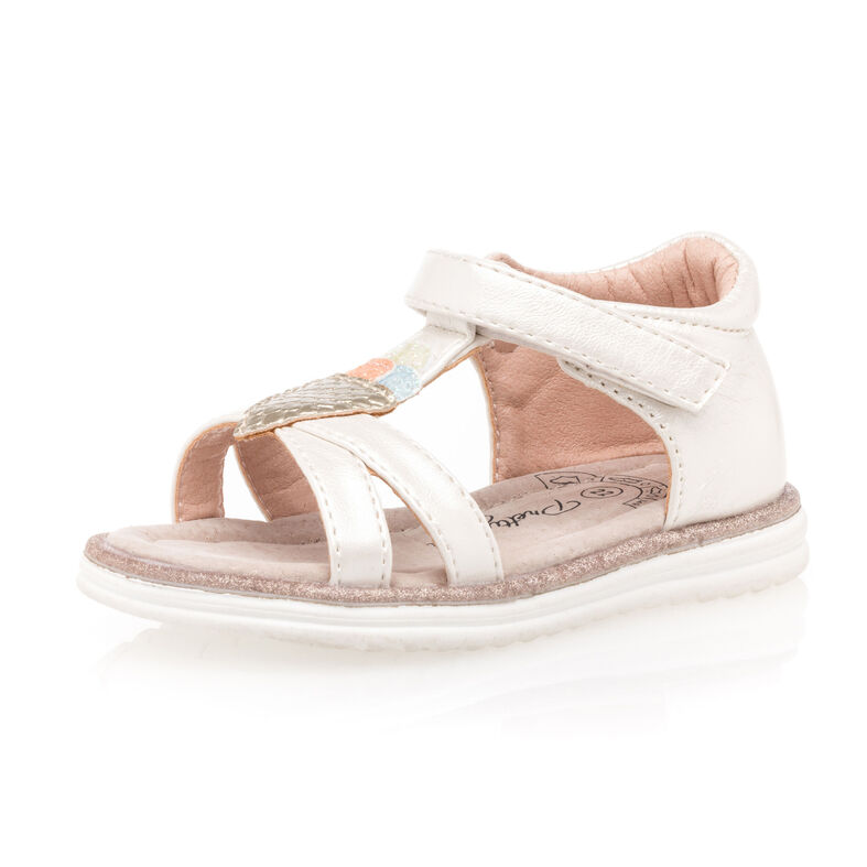 Hvite sandaler/sko med åpen tå til babyjente
