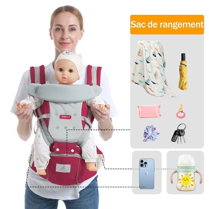 Portabebés ergonómico y fisiológico, transpirable, apto para todas las estaciones, fácil de usar, para bebés de 0 a 36 meses.