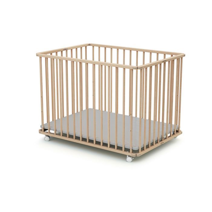 WEBABY - Parc bébé pliant en bois 70 x 100 cm CALI  Hêtre Brut - 70x100