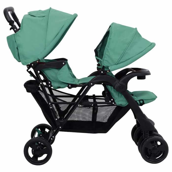 vidaXL Poussette à Deux Places Landau Pliable de Vayage Poussette de Voyage pour Tout-petit Extérieur Protection contre 10352