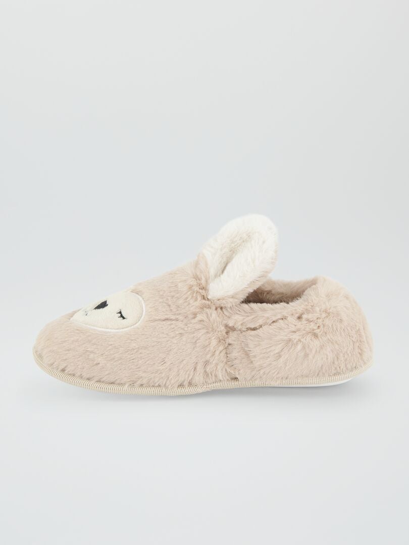 Pantuflas suaves con forma de conejo - BEIGE