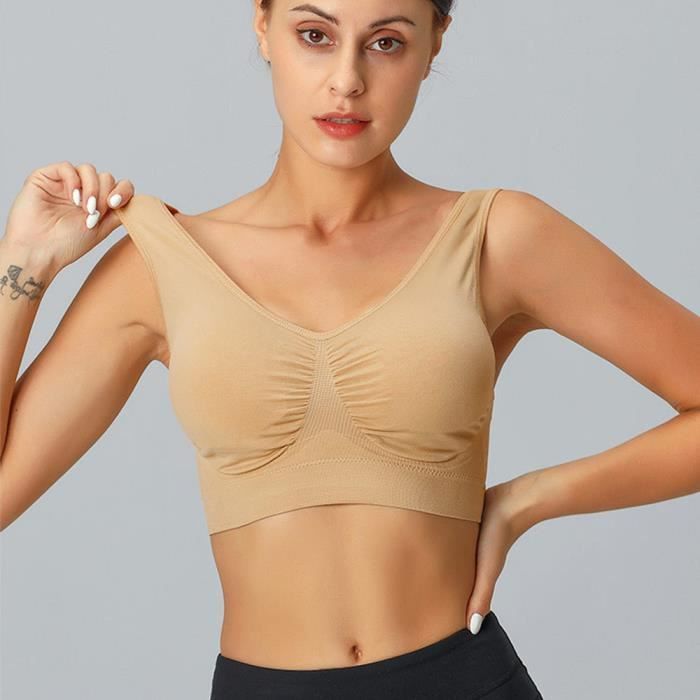 Brassière de sport femme grande taille - Marque - Lot de 3 - Bonne élasticité - Sans couture