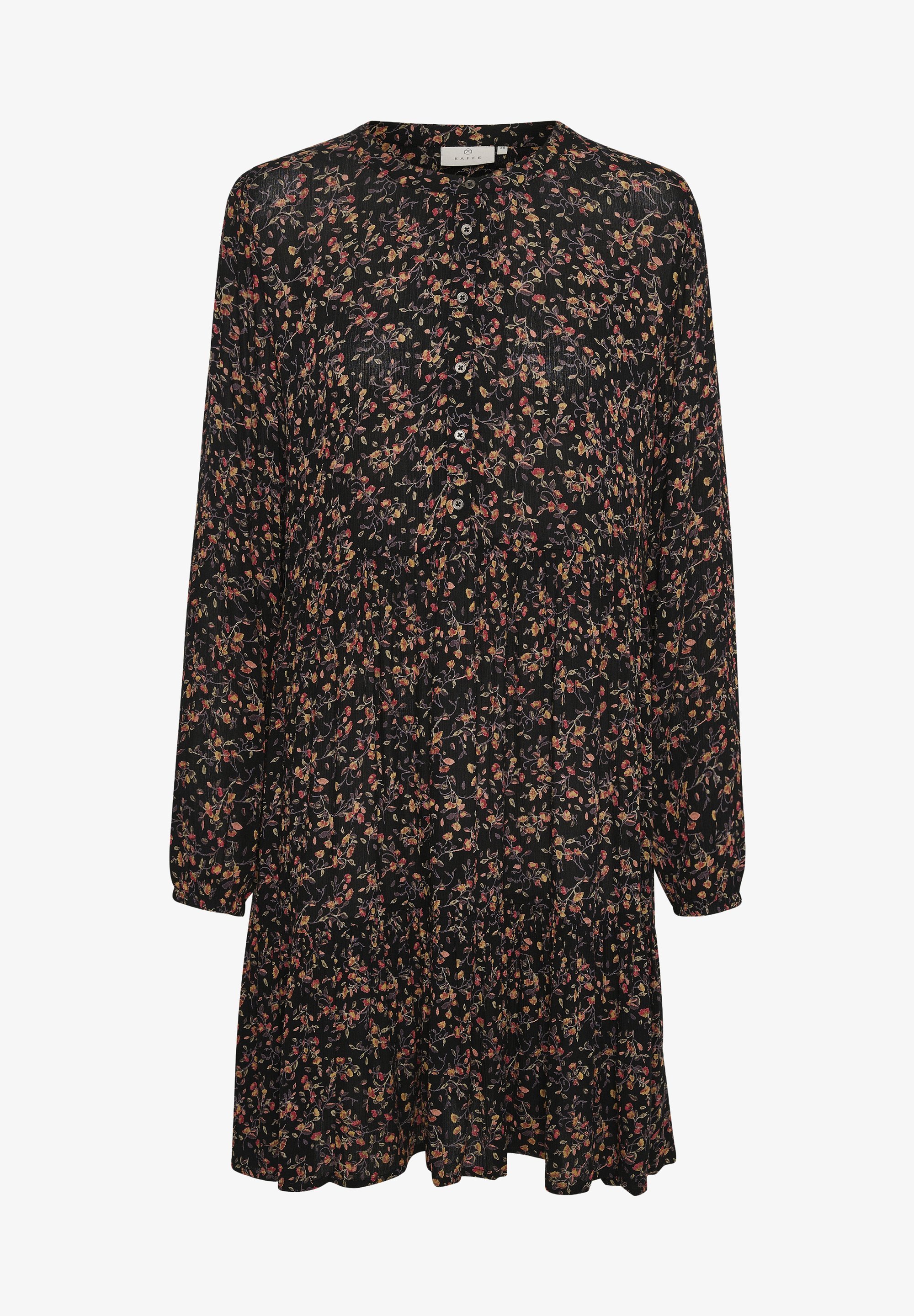 Kaffe AMBER - Vestido camisa - estampa floral multicolorida preta
