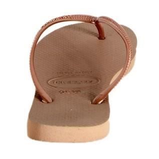 Tongs Havaianas Slim Rose Doré Mixte - Femme - Caoutchouc - Confort exceptionnel