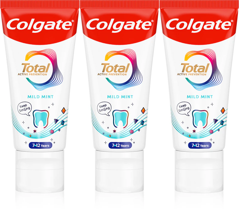 Colgate Total Junior Active Prevention Mild Mint tandpasta voor een grondige reiniging van tanden en mondholte voor kinderen