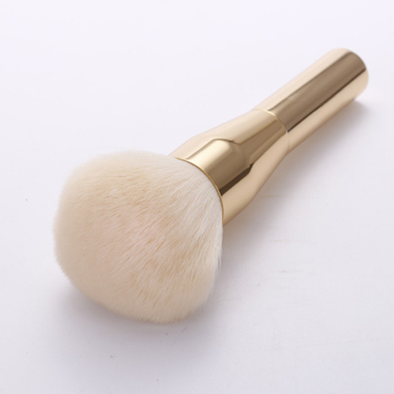 Pinceau à poudre libre professionnel avec manche en bois massif et fibres artificielles (1 pièce) - Outil de maquillage pour le visage, le blush et l'ombre à paupières