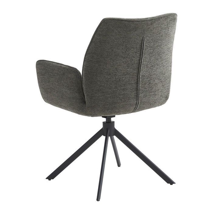 CARLOTTA - Set of 4 Swivel Dining Chairs, Anthracite Grey Fabric