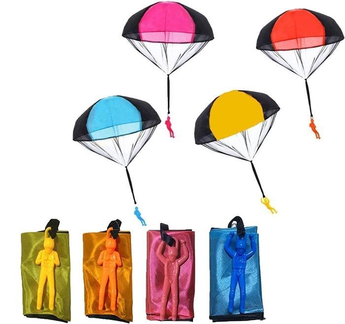 Juego de paracaídas de 4 piezas, juguete de lanzamiento sin enredos, juguete volador, juguete creativo multicolor para exteriores para niños