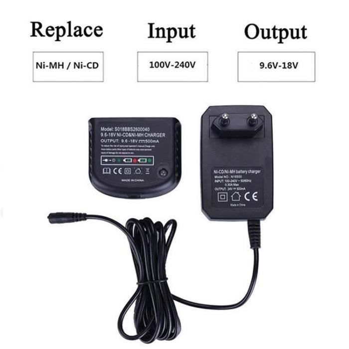 Cargador de baterías Black & Decker LCS1620 - Iones de litio - 14,4-20 V - Con cable - Negro