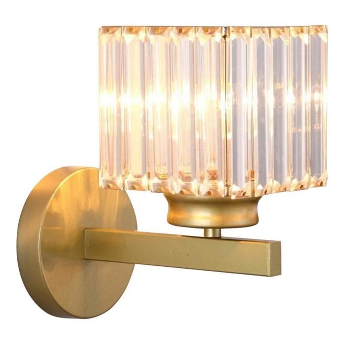 Aplique de pared moderno de cristal WOTTES, lámpara de pared cuadrada de cristal dorado de 15 cm, casquillo E27, 1 unidad para dormitorio, mesita de noche o pasillo.