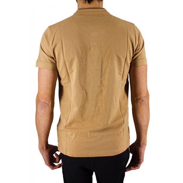 Polo Cerruti 1881 de manga corta con cuello mandarín, color New Firenza Beige, para hombre.
