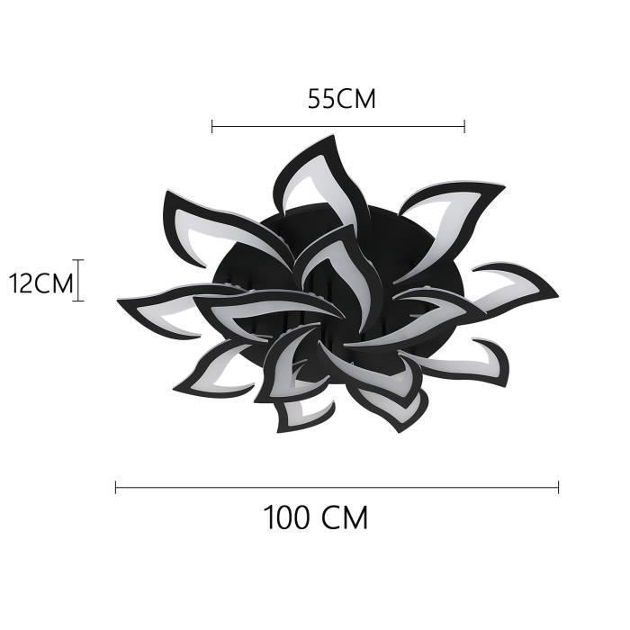 DORLINK 100W LED-plafondlamp - Instelbare kleurtemperatuur 3000-6500K - 14 zwarte acryl designlampen - Woonkamer en eetkamer