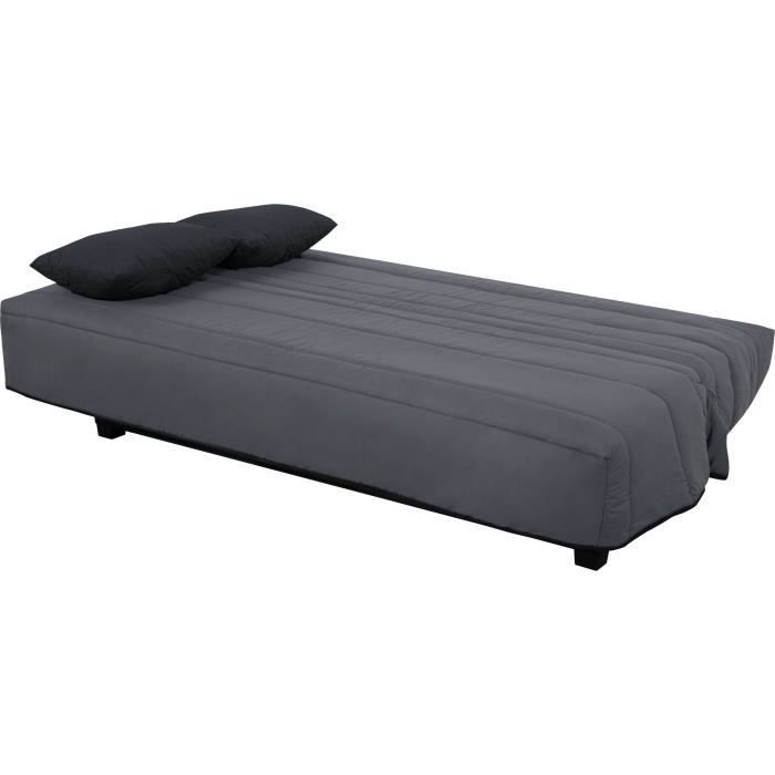 Sofá cama de 2 plazas con sistema clic-clac de DUNLOPILLO - Gris - DREAMER