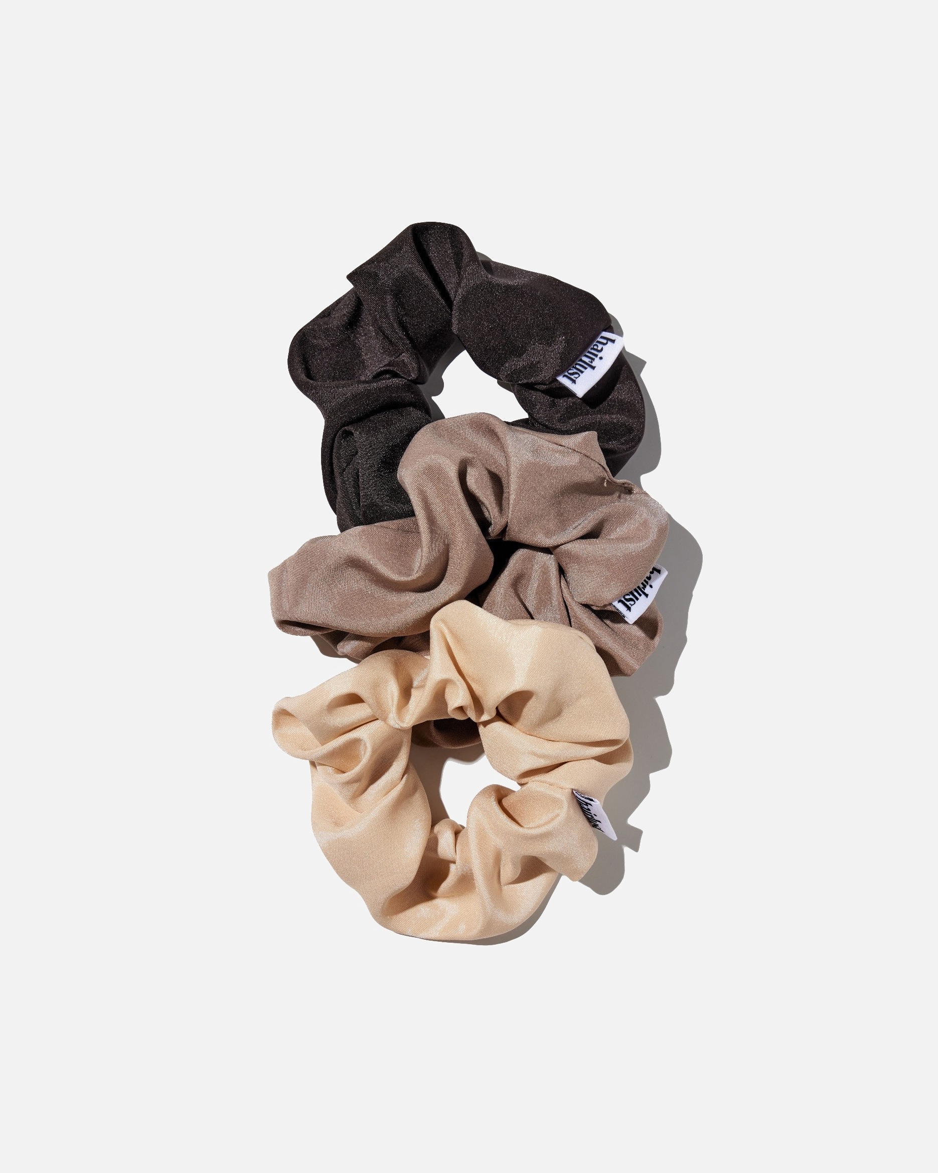 Satenaste svilene lasne gumice Hairlust, kavno rjave barve – 1 kos