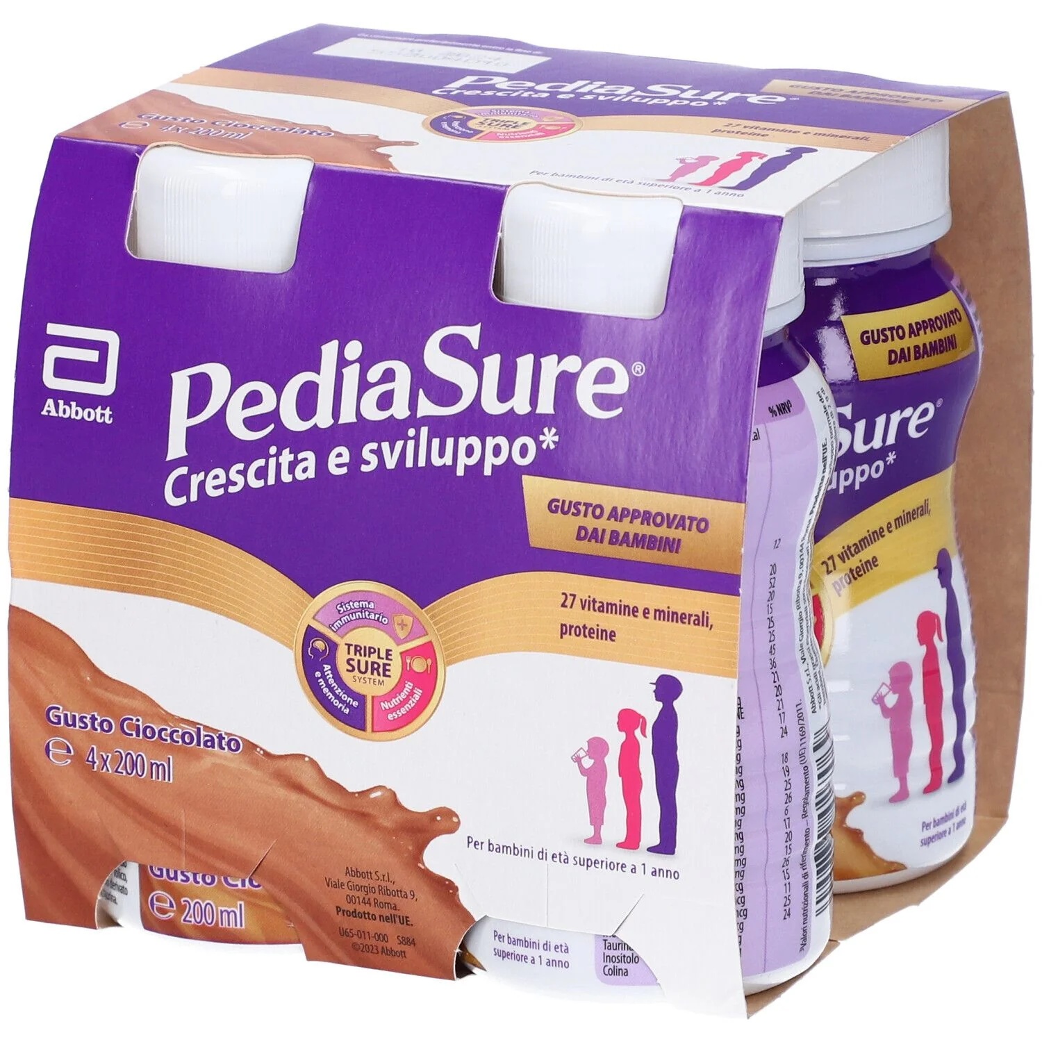 ABBOTT Pediasure Groei- en Ontwikkelingschocolade 200 ml 4 stuks glutenvrij