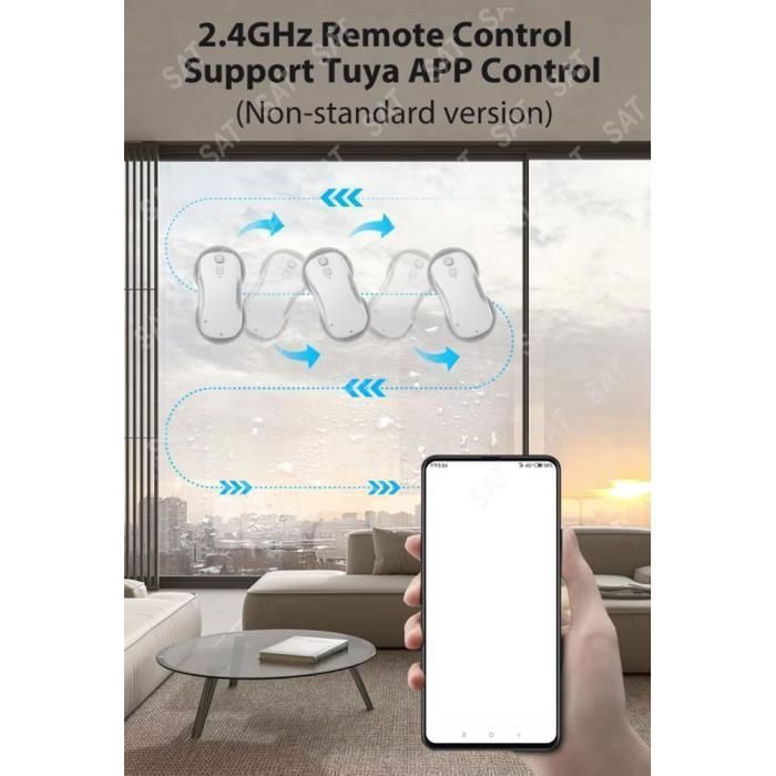 Electric Window Cleaning Robot - Dual Water Spray, 60ml Water Tank - 3 Automatic Modes, Remote Control