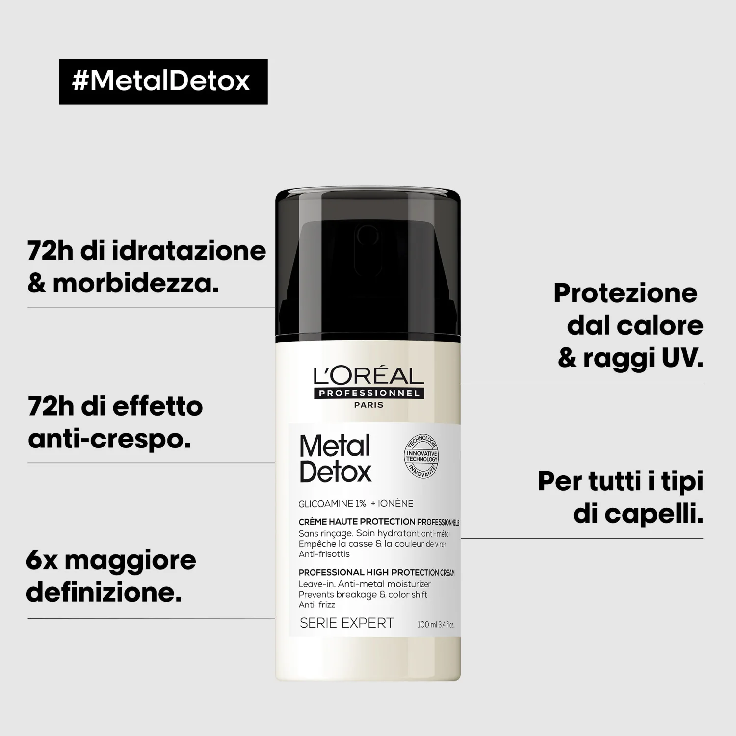 SERIE EXPERT New Metal Detox High Protection Cream - Crema Capelli, Spray Termo Protettivo