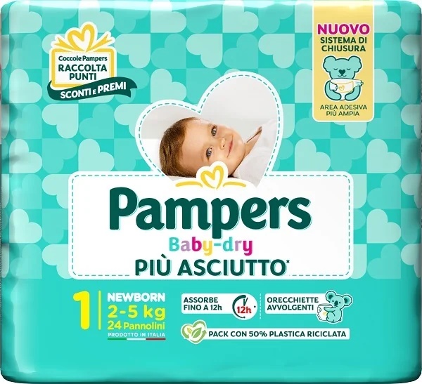 PAMPERS Pampers Baby Dry mähkmed 2-5 kg, 24 tk