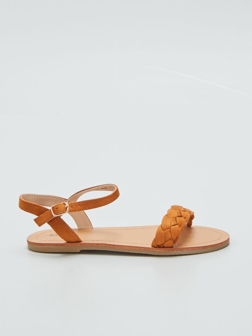 Sandalen met gevlochten bandjes - BRUIN