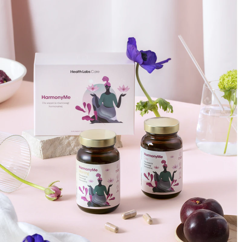 Kit de suplementos alimentares Health Labs Care HarmonyMe para uma atividade hormonal saudável.