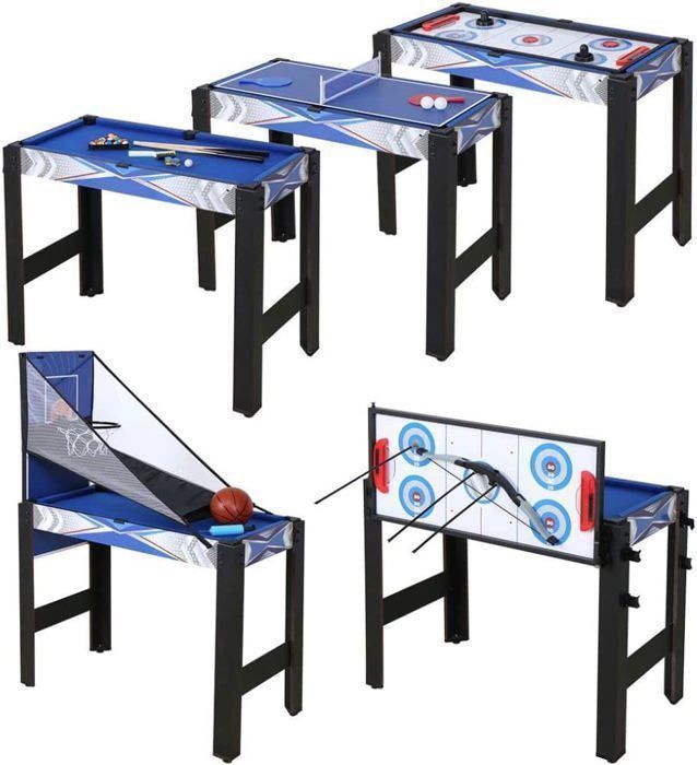 5-in-1 multi-game tafel, multifunctionele kinderspeltafel, pooltafel, airhockeytafel, pingpongtafel, schietbaan