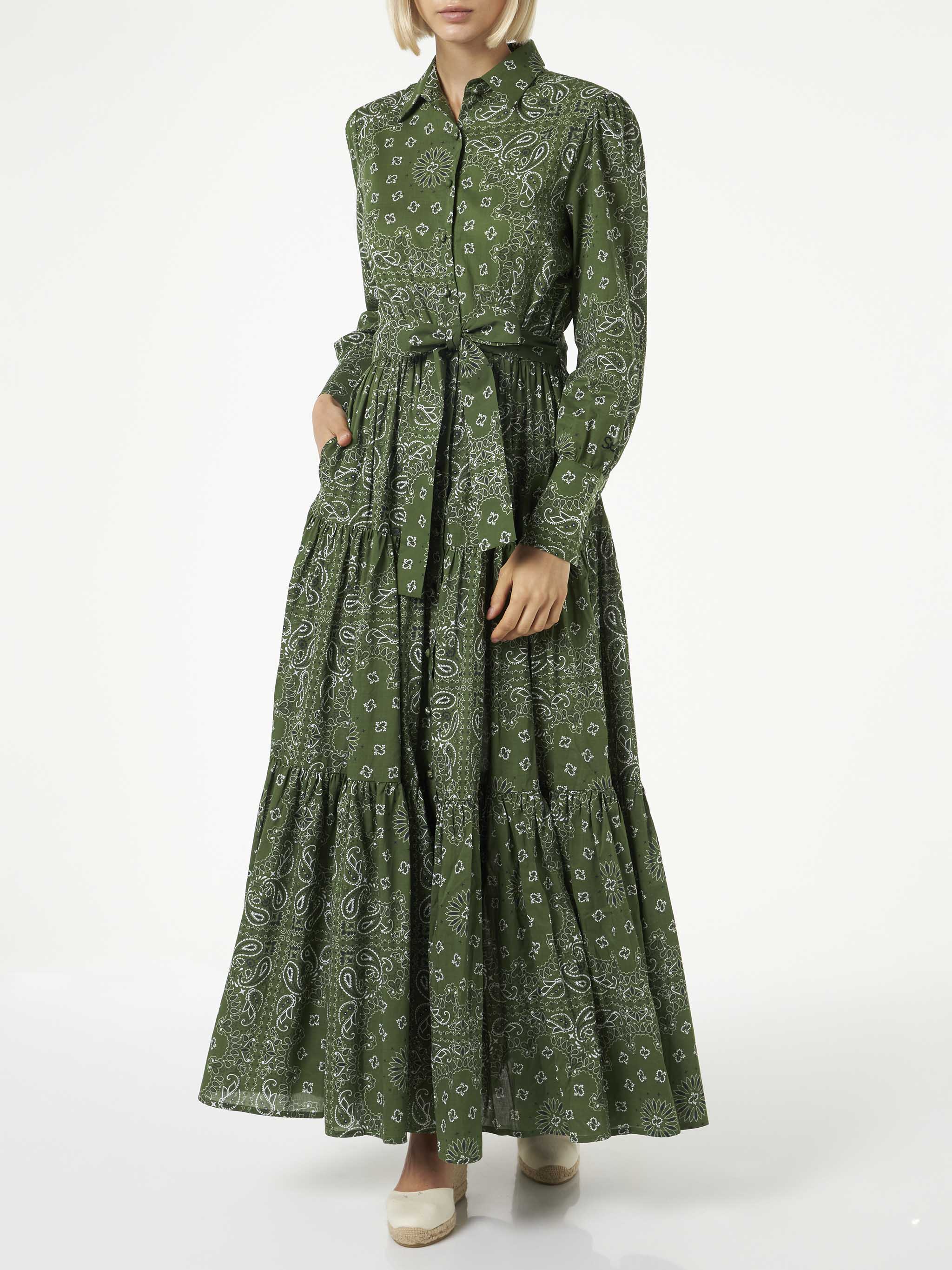 Lange groene damesjurk