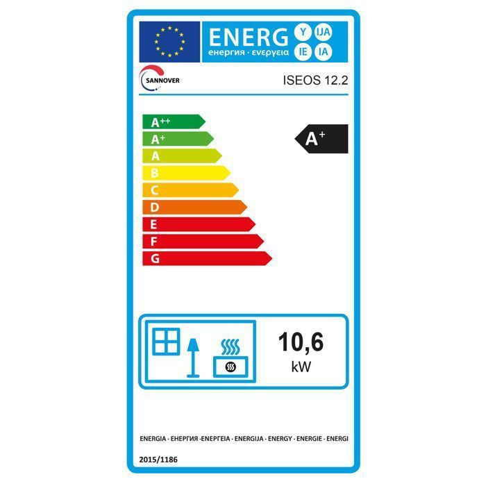 Estufa de pellets de esquina sellada Sannover Iseos de 12,2 kW, color negro