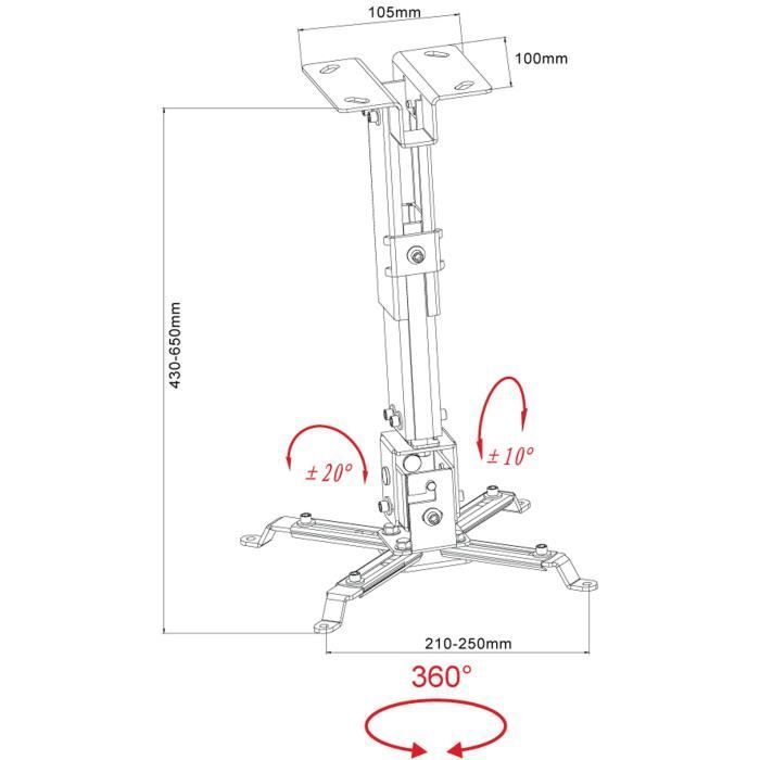 INOTEK PCM4004365 Support vidéoprojecteur - Mat réglable 43-65 cm