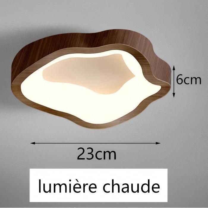 Lámpara de techo LED de estilo moderno WOTTES - 14W Blanco cálido IP54 Impermeable Lámpara de techo para sala de estar y pasillo - 1 unidad Nogal Ø23CM