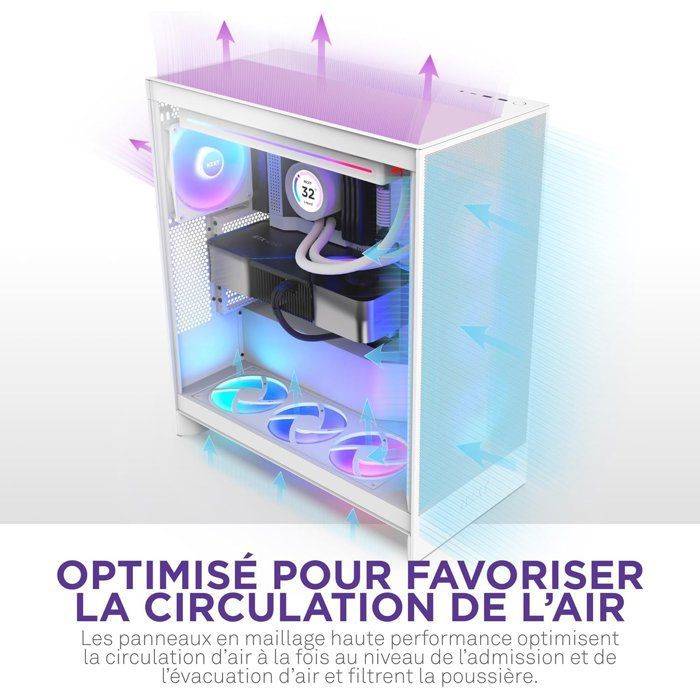 Boitier moyen-tour - NZXT - CM-H72FW-01 - H7 Flow - Blanc