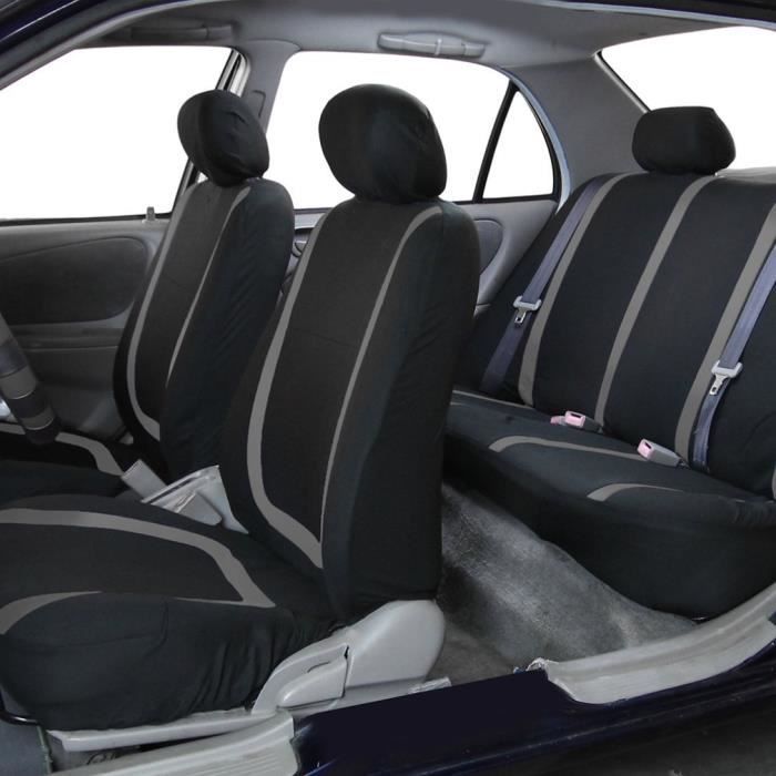 Fundas universales para asientos de coche, 9 piezas - negro y gris, transpirables, suaves y cálidas.